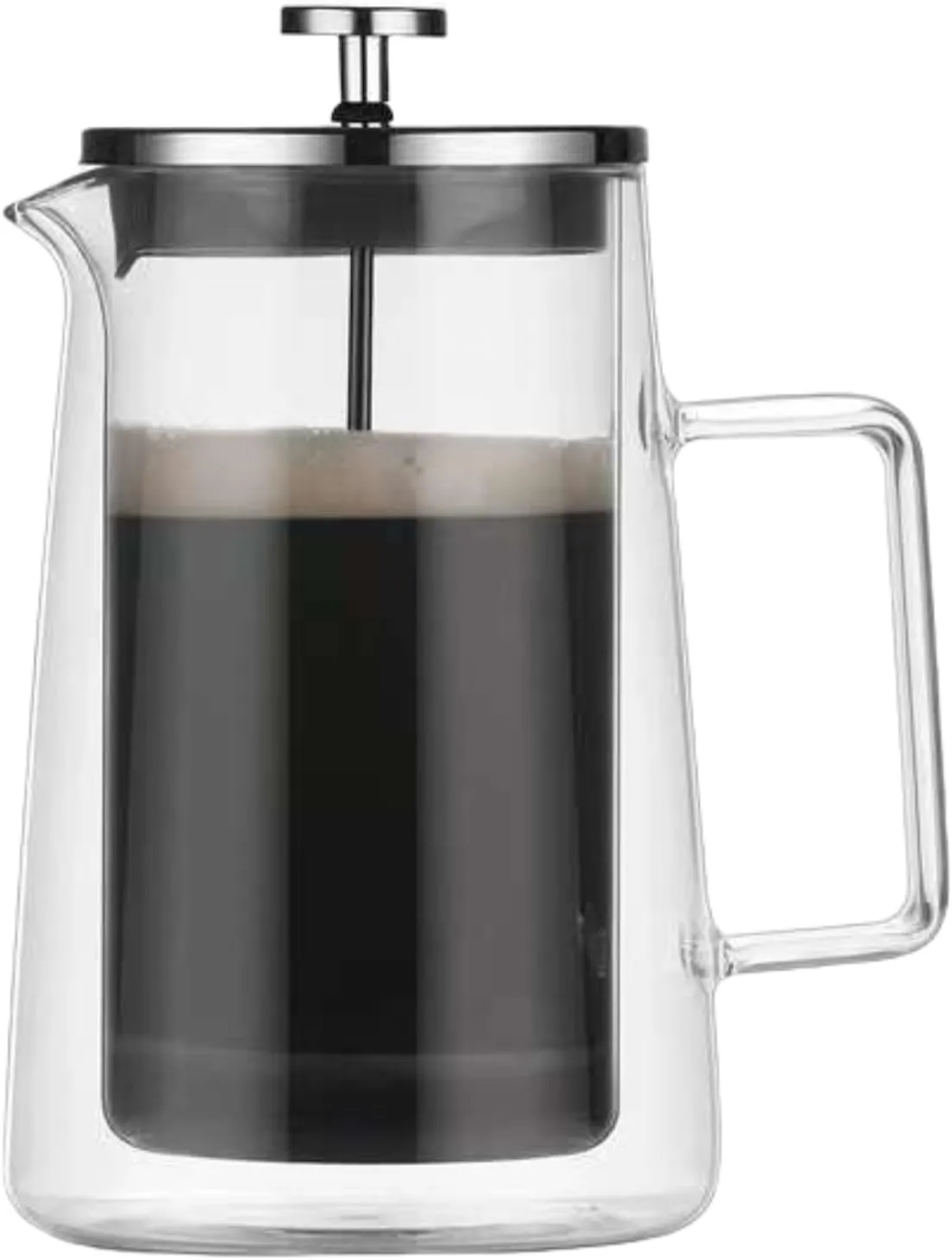 French Press Coffee Maker 34Oz (1 Liter), DoubleWall Insulated Borosilicate Glass, Heat-Resistant Design, Stainless Steel Filter for Coffee, Tea & Cold Brew