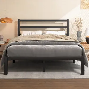 Full Size Bed Frame, Metal Platform Bed Frame with Headboard, Underbed Storage Space,Easy Assembly,No Box Spring Needed,Modern, Black