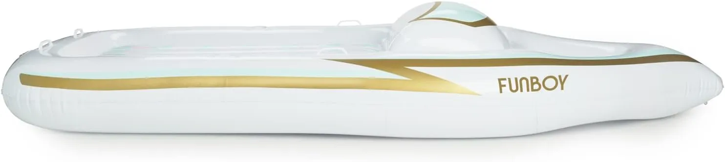 FUNBOY Giant Inflatable Yacht Speed Boat Pool Float, Two Cupholders, Luxury Float for Summer Pool Parties and Entertainment, Bundle Pack of 2