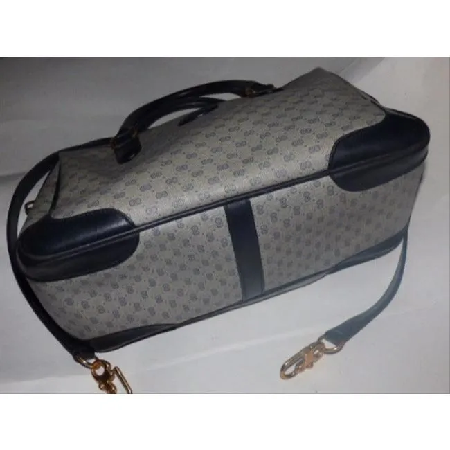 G Satchel Doctor Logo High-quality Leather Canvas Gucci Coated Navy Vintage Blue Positive testimonials Small S