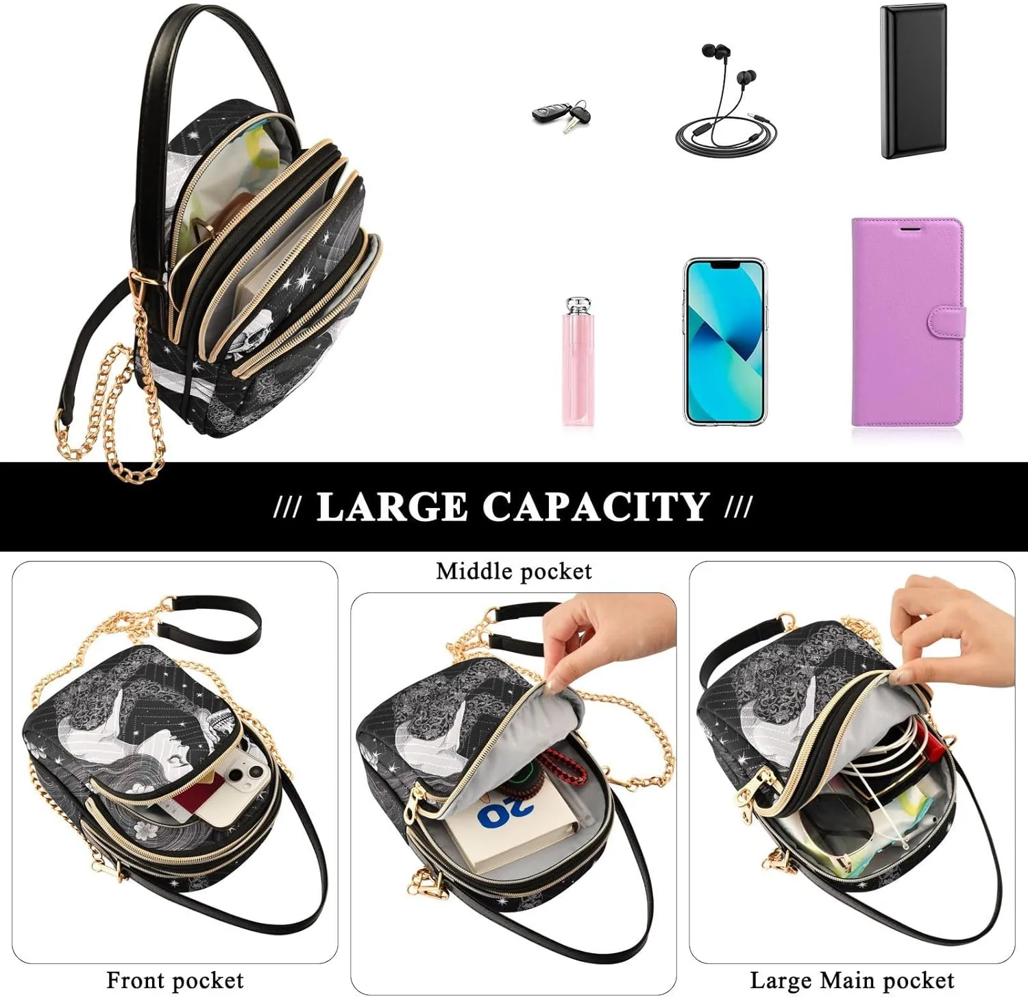 GAIGEO Multi Colors Donuts Shoulder Handbag, Crossbody with Removeable Strap, Modern Crossbody Bags for Women