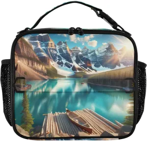 GAIGEO Scenic Landscape Painting Lunch Box for Women Girls Lunch Bag with Shoulder Strap Mens Kids Lunchbox for Work School Funny Cute Cooler Bag Insulated