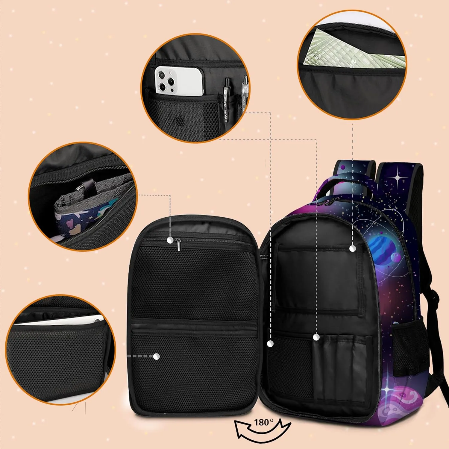 Game Backpack Set for Boys, Gaming Backpack 3 Pack, Boy Backpack Lunch Box, and Pencil Bag for Kids Teens Elementary Middle School， Large Capacity Game School Bag 17" Travel Back Pack