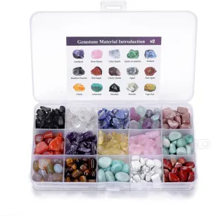 GEHECRST Assorted Healing Crystals Gemstone Box Tumbled Natural Rock Quartz Crystal Stones Chip Bulk for Wicca Reiki Chakra Healing Meditation Home Decor DIY Project Spiritual Crystal Gift Christmas