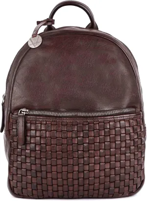 Genuine Leather Backpack for Men, Casual Backpack for Women Office Bag with Adjustable Shoulder Strap (VL-054-BROWN)