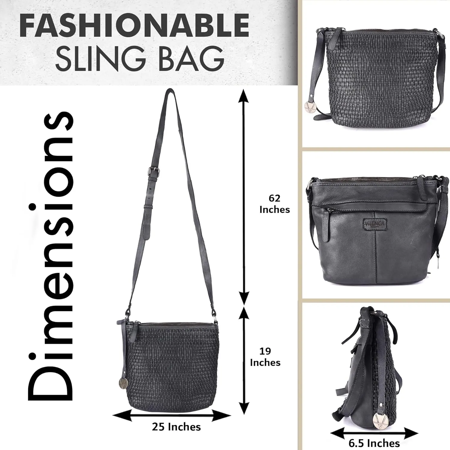 Genuine Leather Crossbody Sling Bag for Women - Trendy Casual Office Bag with Adjustable Strap