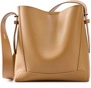 Genuine Leather Women's Bag Crossbody Bag One Shoulder Large Capacity Bucket Bag