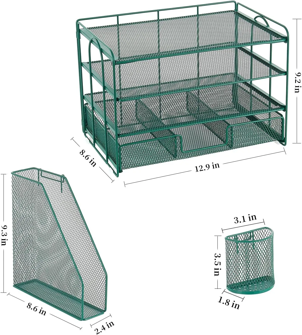 gianotter 4-Tier Desk Organizer with Drawers, File Holders, Letter Trays and Pen Holders - Workspace Accessories for Office Supplies (Green)