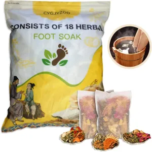 Ginger Chinese Herbal Foot Soak Set – 30 Detox Bags for Dry Feet,Cracked Feet and Lymphatic Drainage泡脚药包