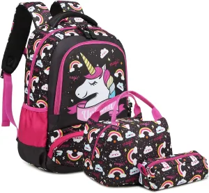 Girls Backpack for Elementary Kids School Bookbag Set Cute Unicorn Backpacks for Girls Water Resistant
