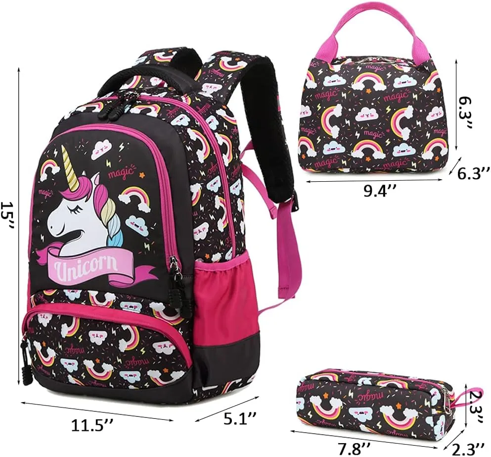 Girls Backpack for Elementary Kids School Bookbag Set Cute Unicorn Backpacks for Girls Water Resistant