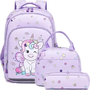 Girls Backpack for Elementary Kids School Bookbag Set Cute Unicorn Backpacks for Girls Water Resistant