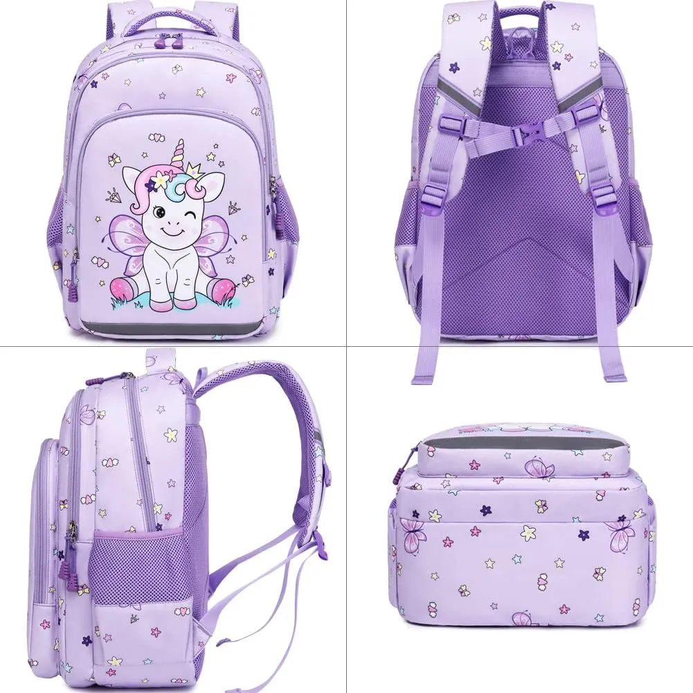 Girls Backpack for Elementary Kids School Bookbag Set Cute Unicorn Backpacks for Girls Water Resistant