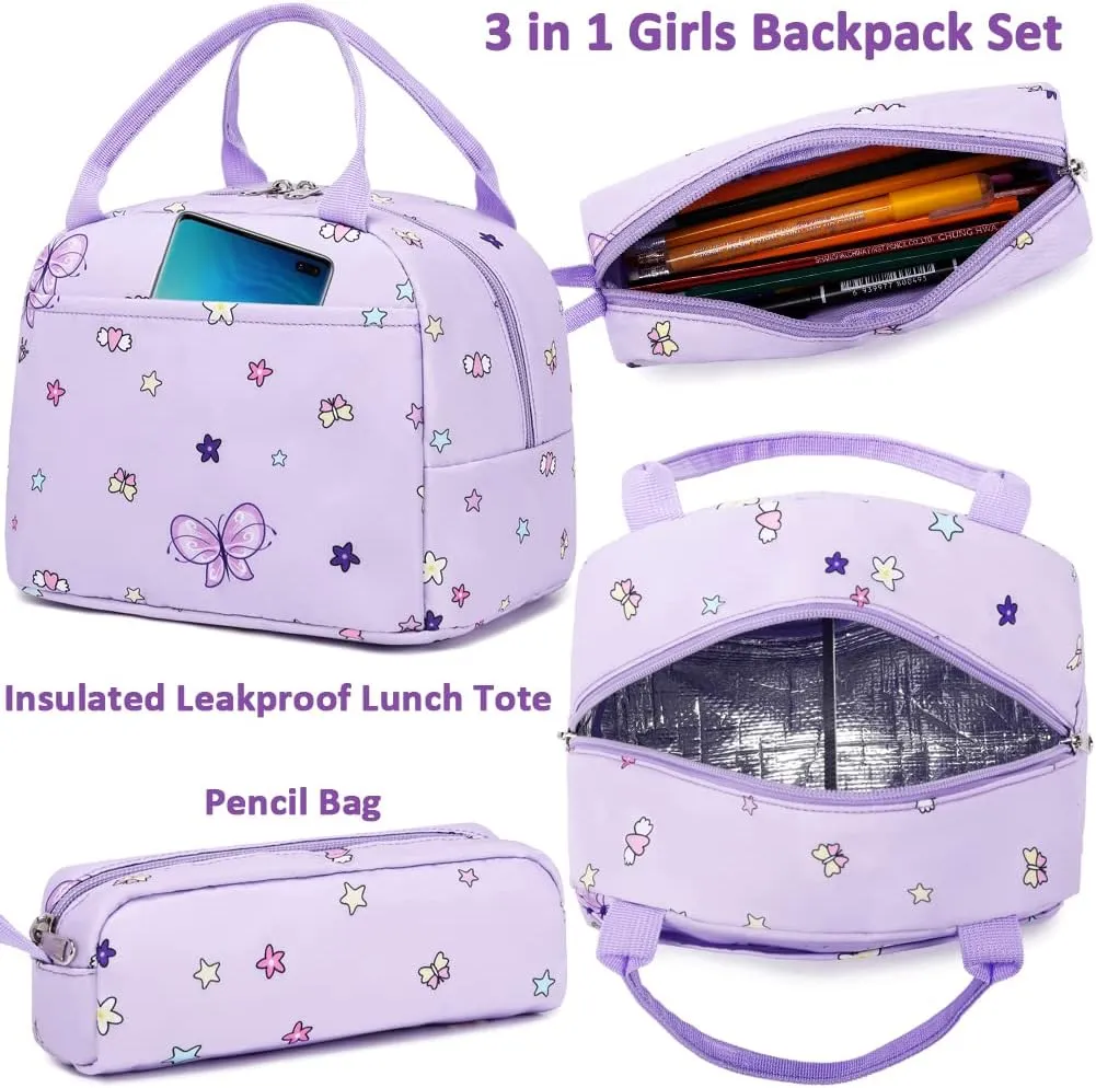 Girls Backpack for Elementary Kids School Bookbag Set Cute Unicorn Backpacks for Girls Water Resistant