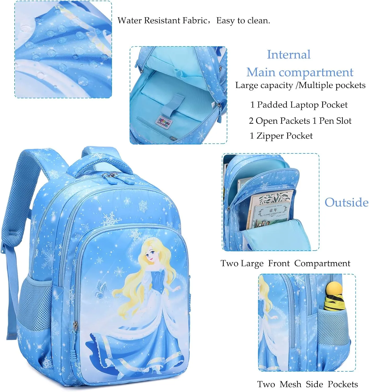 Girls Backpack for Elementary Unicorn Backpack Kids Backpack School Bookbag for Girls 3 in 1 Set Back to School