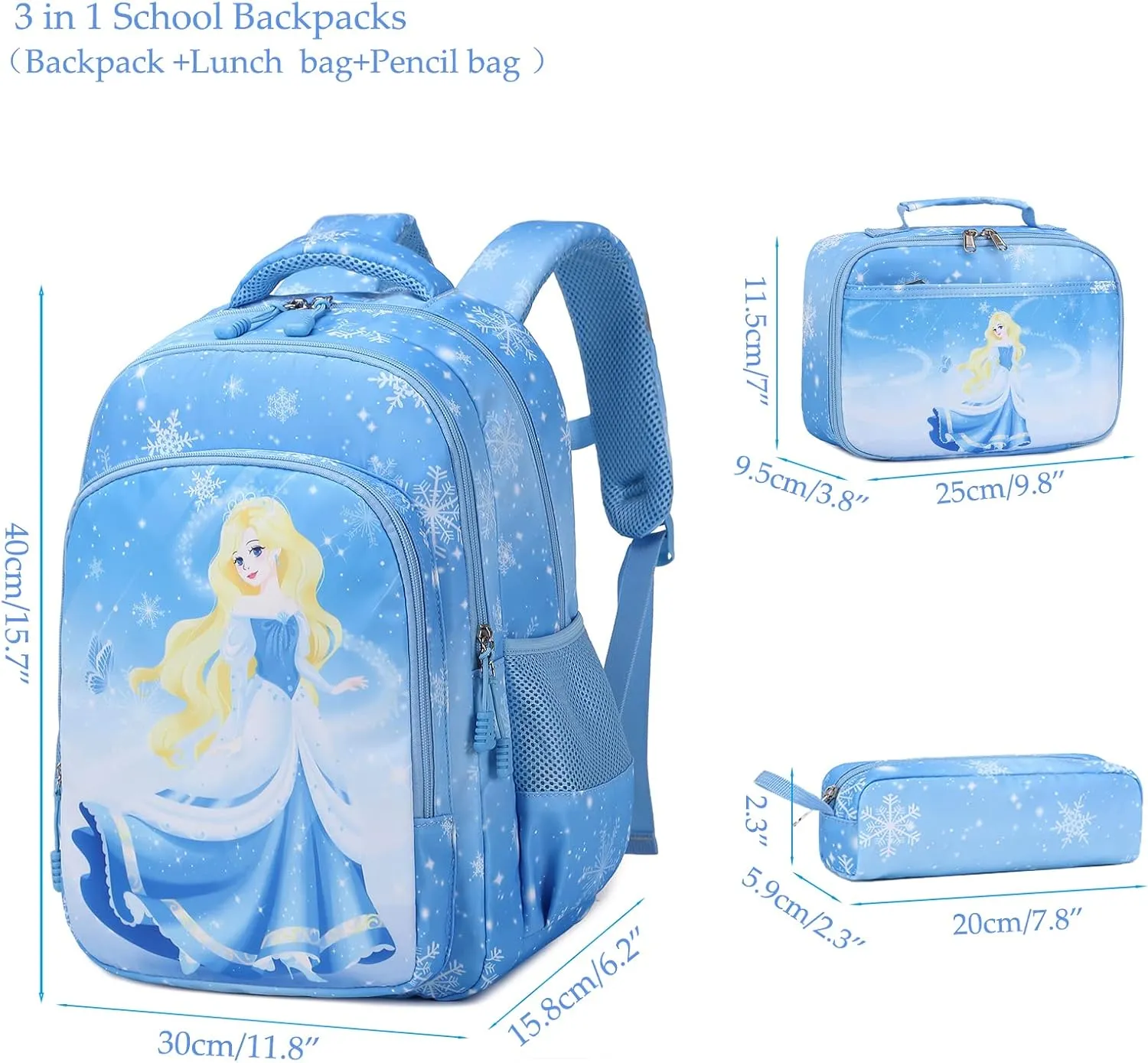 Girls Backpack for Elementary Unicorn Backpack Kids Backpack School Bookbag for Girls 3 in 1 Set Back to School
