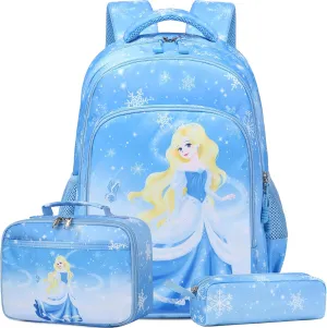 Girls Backpack for Elementary Unicorn Backpack Kids Backpack School Bookbag for Girls 3 in 1 Set Back to School