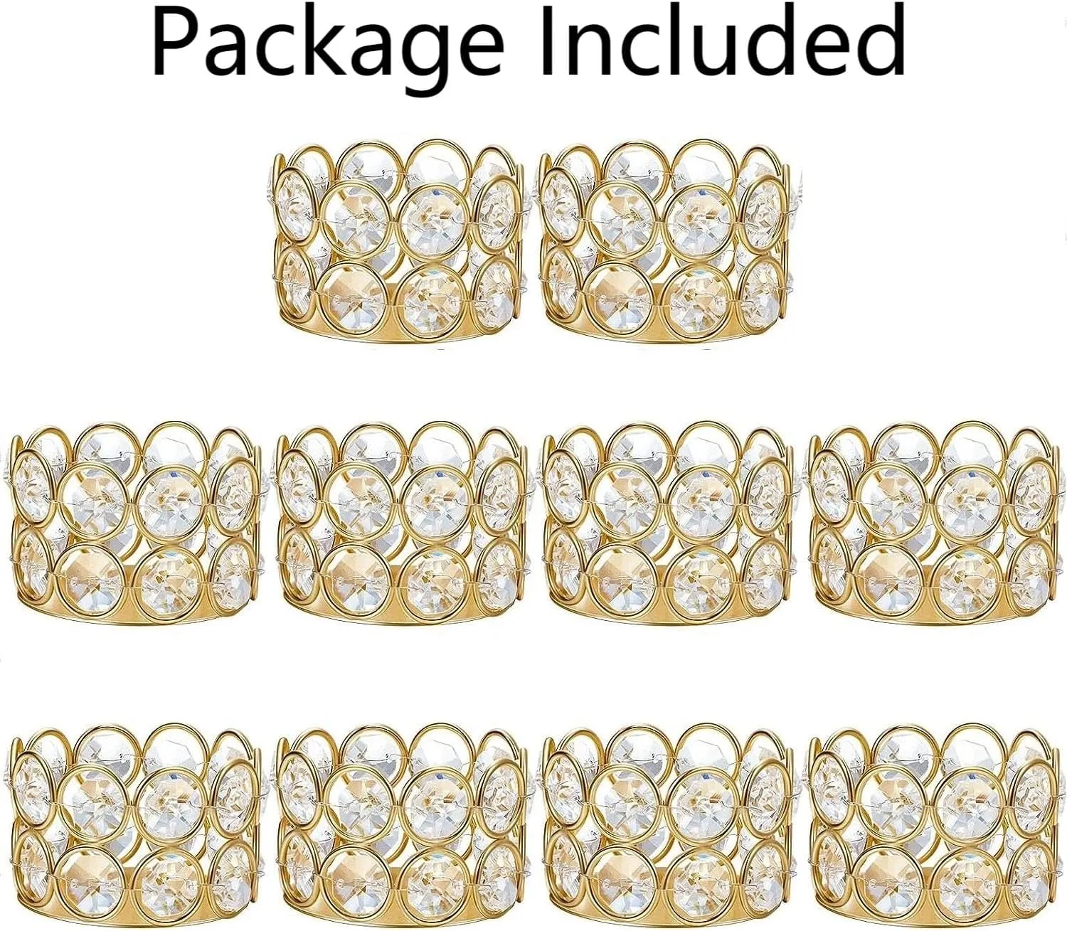 Gold Crystal Tea Light Candle Holders Bowl Tealight Candle Holders, Decorative Cylinder Diamond Votive Candle Stand Table Centerpieces Wedding, Party, Home Decoration