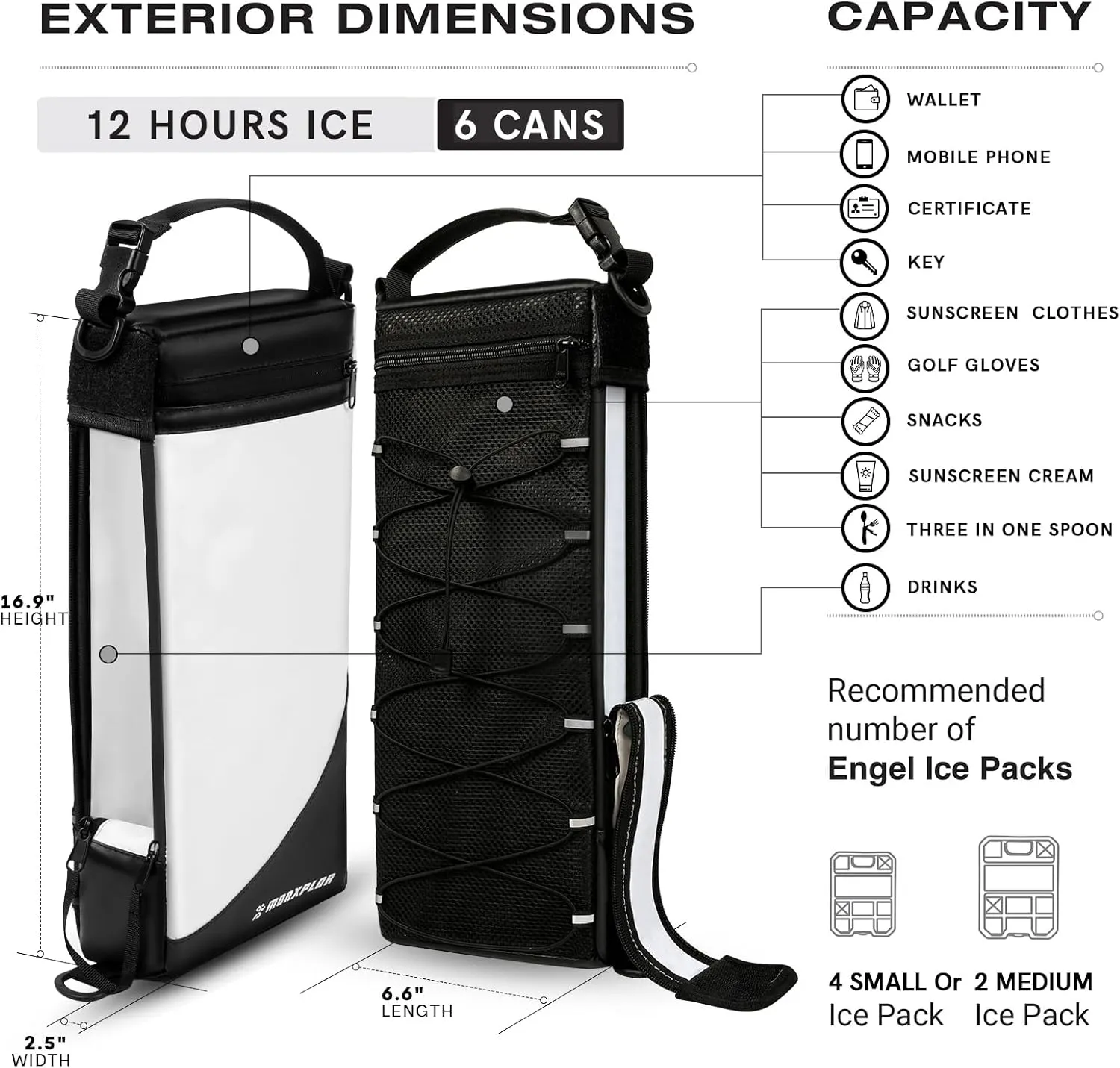 Golf Cooler Bag - 6 Can Insulated Beer Sleeve Soft Cooler, Small Hidden Golf Cart Accessories for Men,Golf Club Bag Accessories