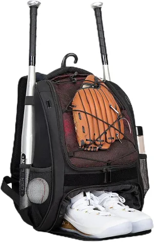 Goloni Baseball Bag,Backpack for Baseball, T-Ball & Softball Equipment & Gear,Softball Bag with Shoe Compartment,Fence Hook
