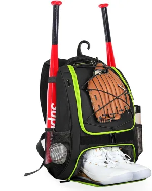 Goloni Baseball Bag,Backpack for Baseball, T-Ball & Softball Equipment & Gear,Softball Bag with Shoe Compartment,Fence Hook