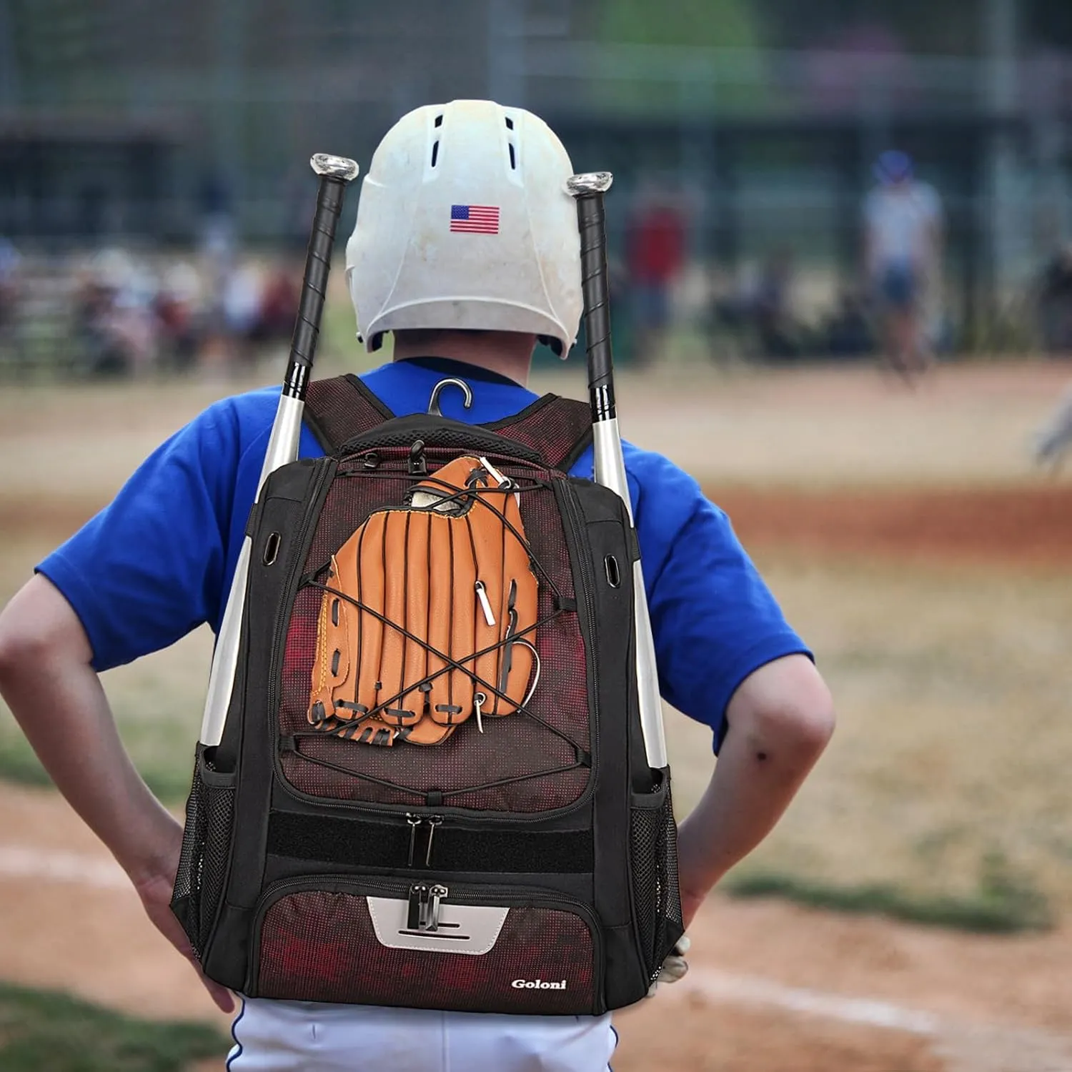 Goloni Baseball Bag,Backpack for Baseball, T-Ball & Softball Equipment & Gear,Softball Bag with Shoe Compartment,Fence Hook