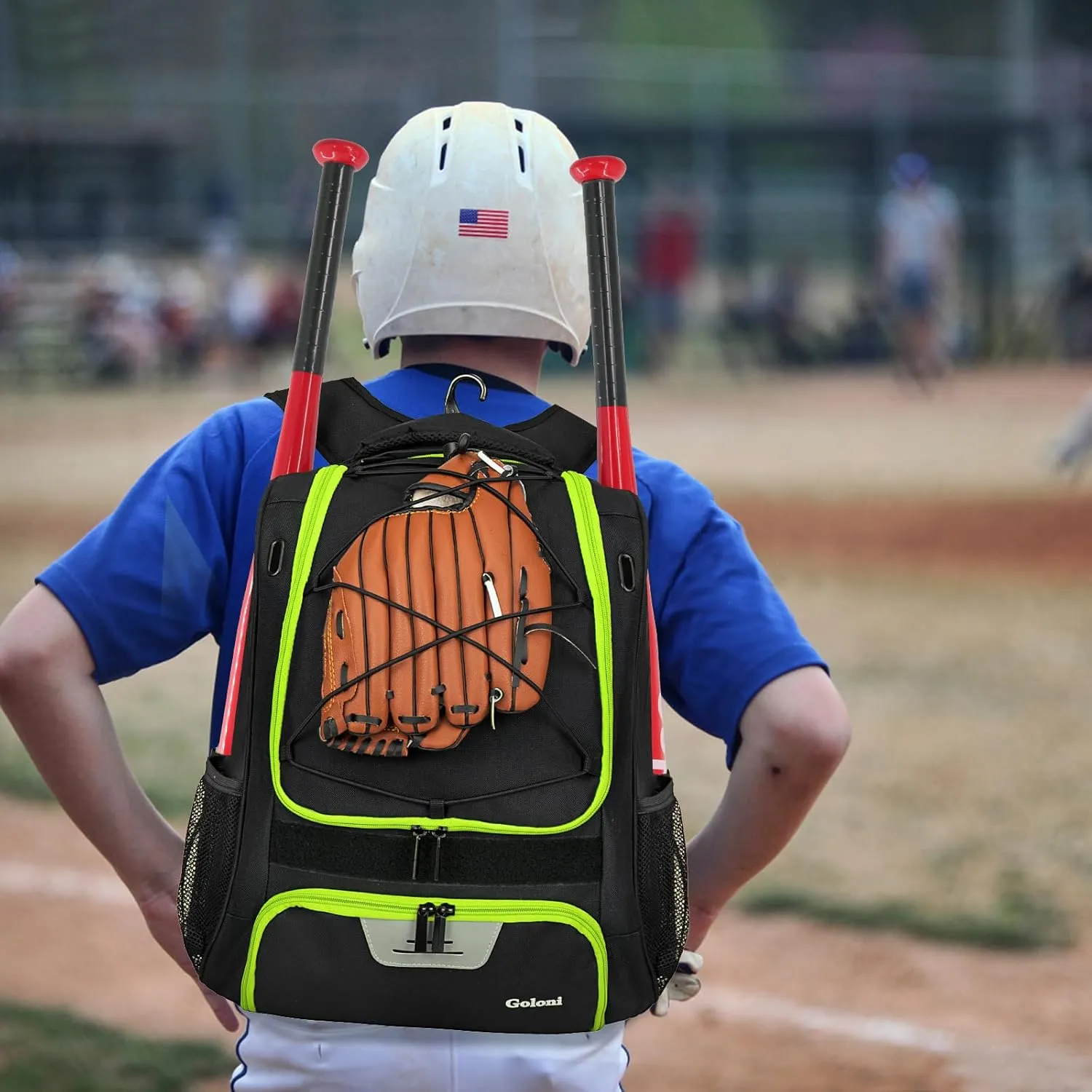 Goloni Baseball Bag,Backpack for Baseball, T-Ball & Softball Equipment & Gear,Softball Bag with Shoe Compartment,Fence Hook