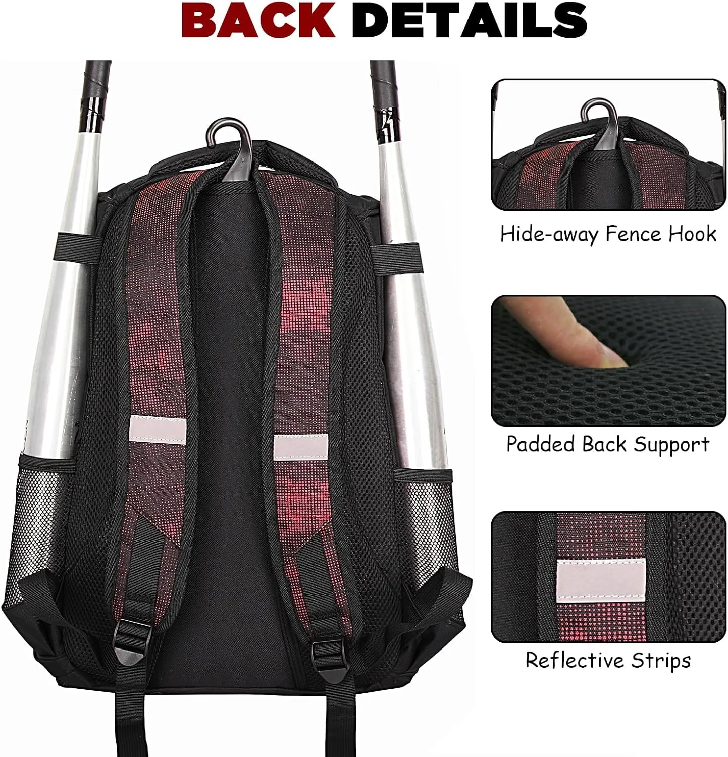 Goloni Baseball Bag,Backpack for Baseball, T-Ball & Softball Equipment & Gear,Softball Bag with Shoe Compartment,Fence Hook