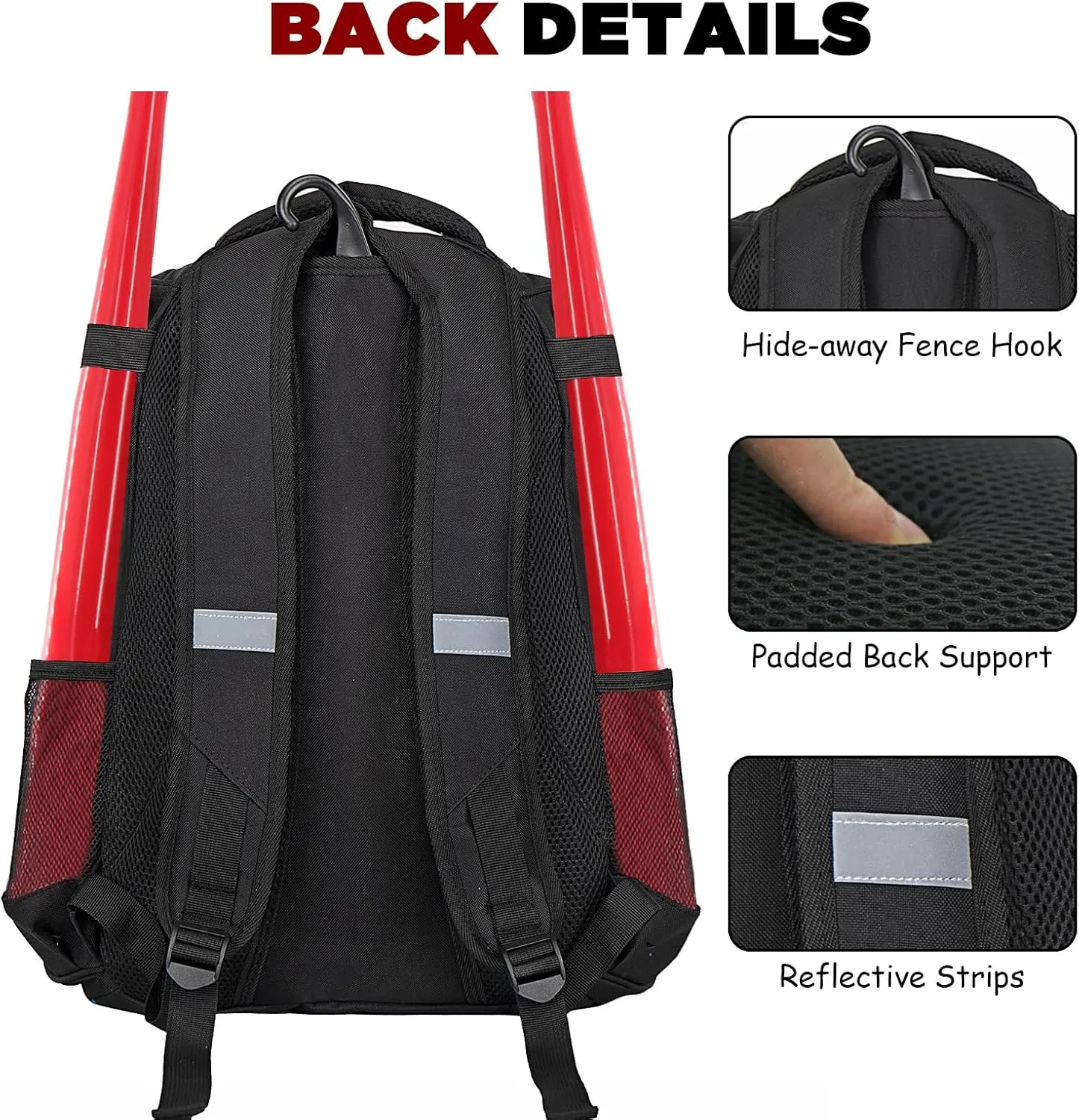 Goloni Baseball Bag,Backpack for Baseball, T-Ball & Softball Equipment & Gear,Softball Bag with Shoe Compartment,Fence Hook