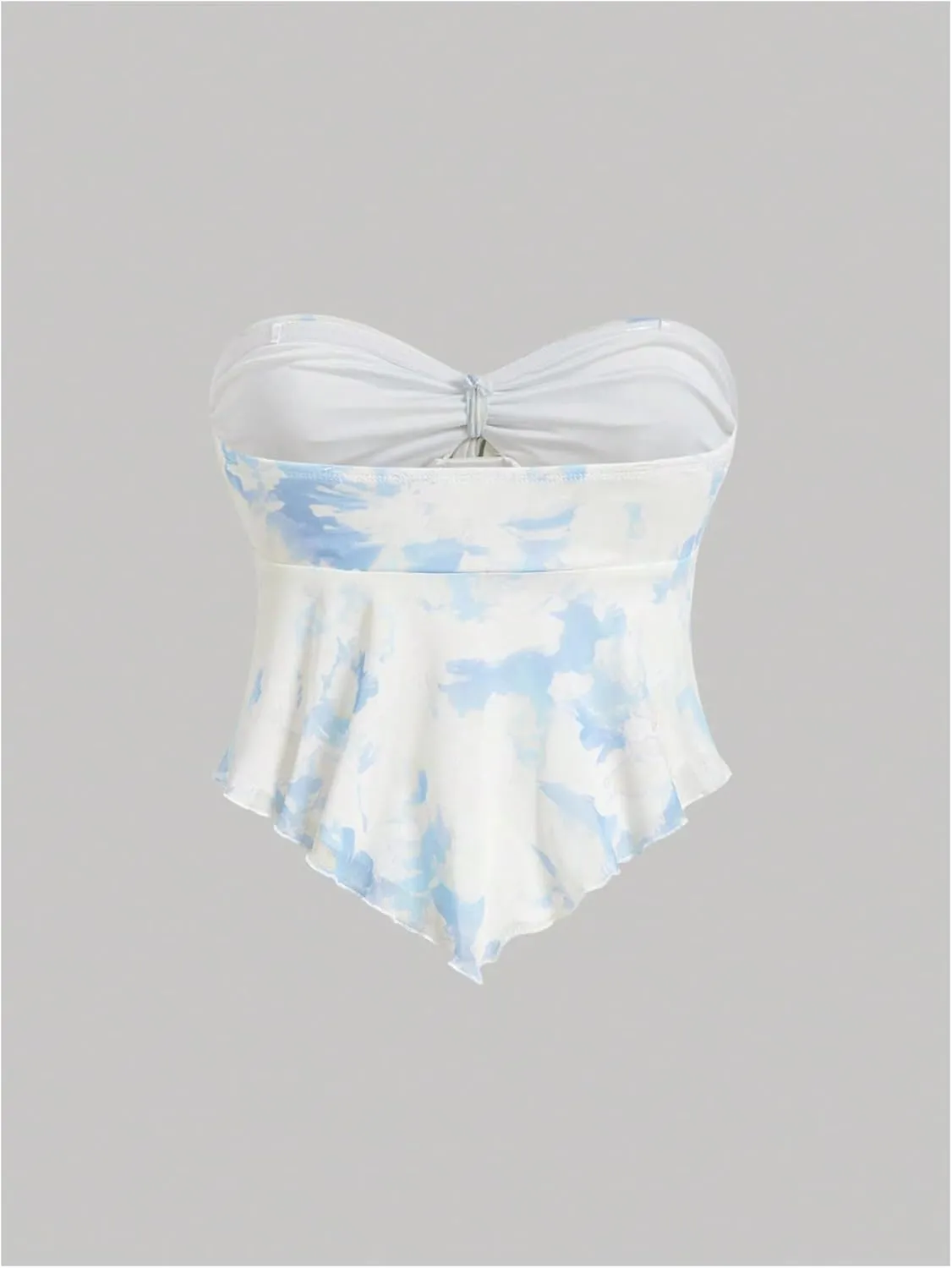 GORGLITTER Women's Floral Ruffle Tube Top Strapless Flowy Coquette Going Out Bandeau Tops