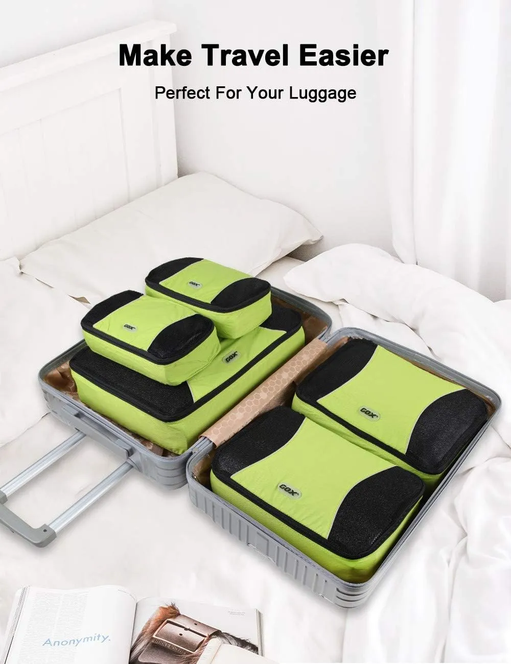 GOX Ultra Light 5 piece Packing Cubes Travel Luggage Organizer 1 Large 2 Medium 2 Small