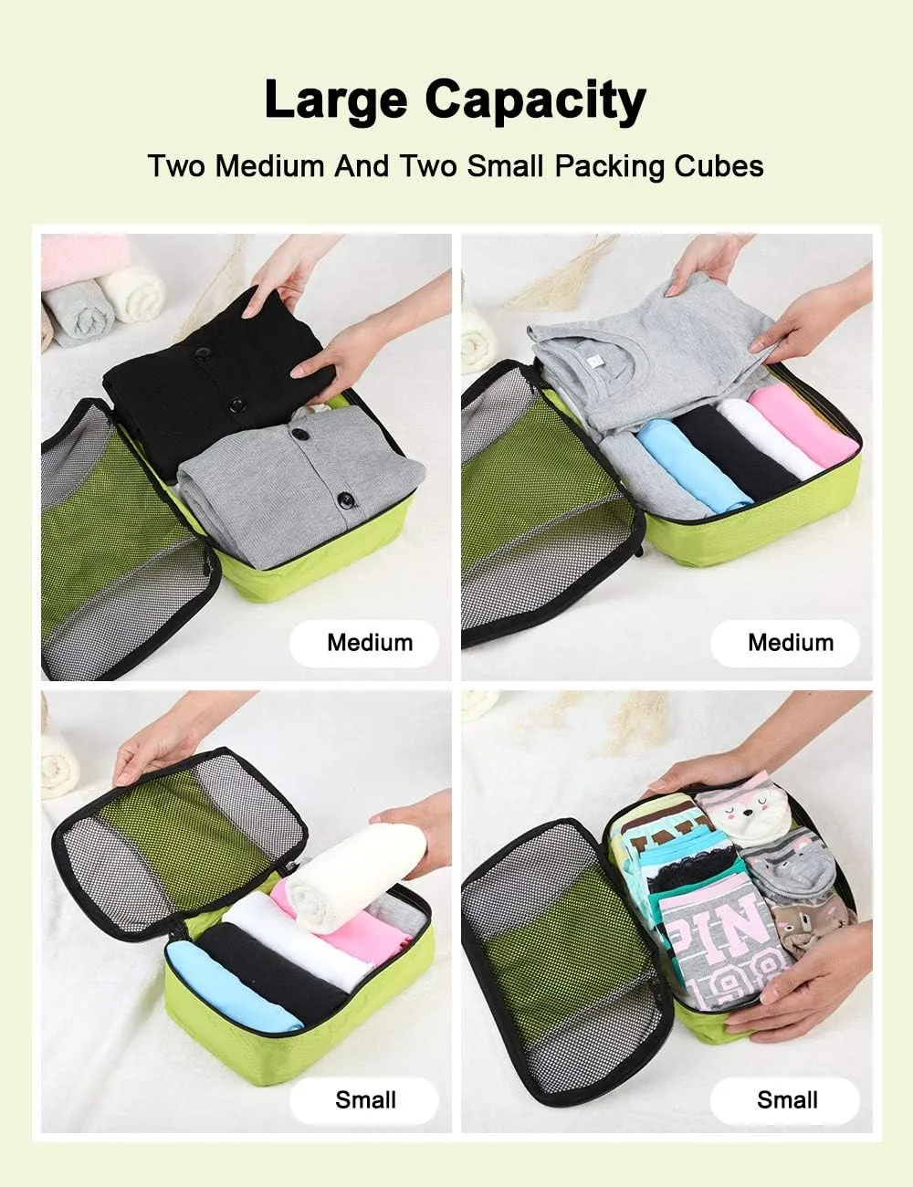 GOX Ultra Light 5 piece Packing Cubes Travel Luggage Organizer 1 Large 2 Medium 2 Small