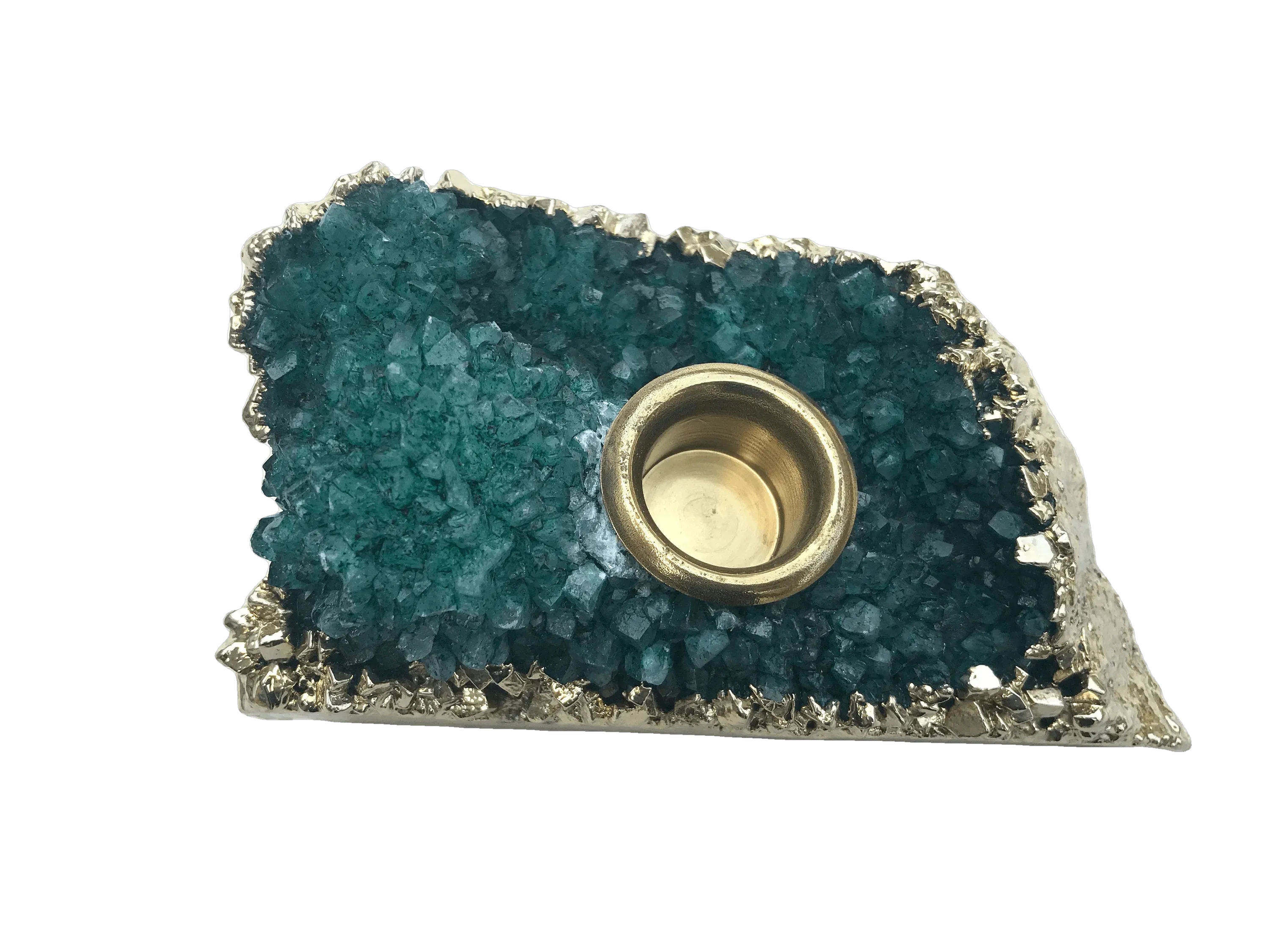 Green Agate Gemstone Taper Candle Holder