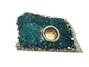 Green Agate Gemstone Taper Candle Holder