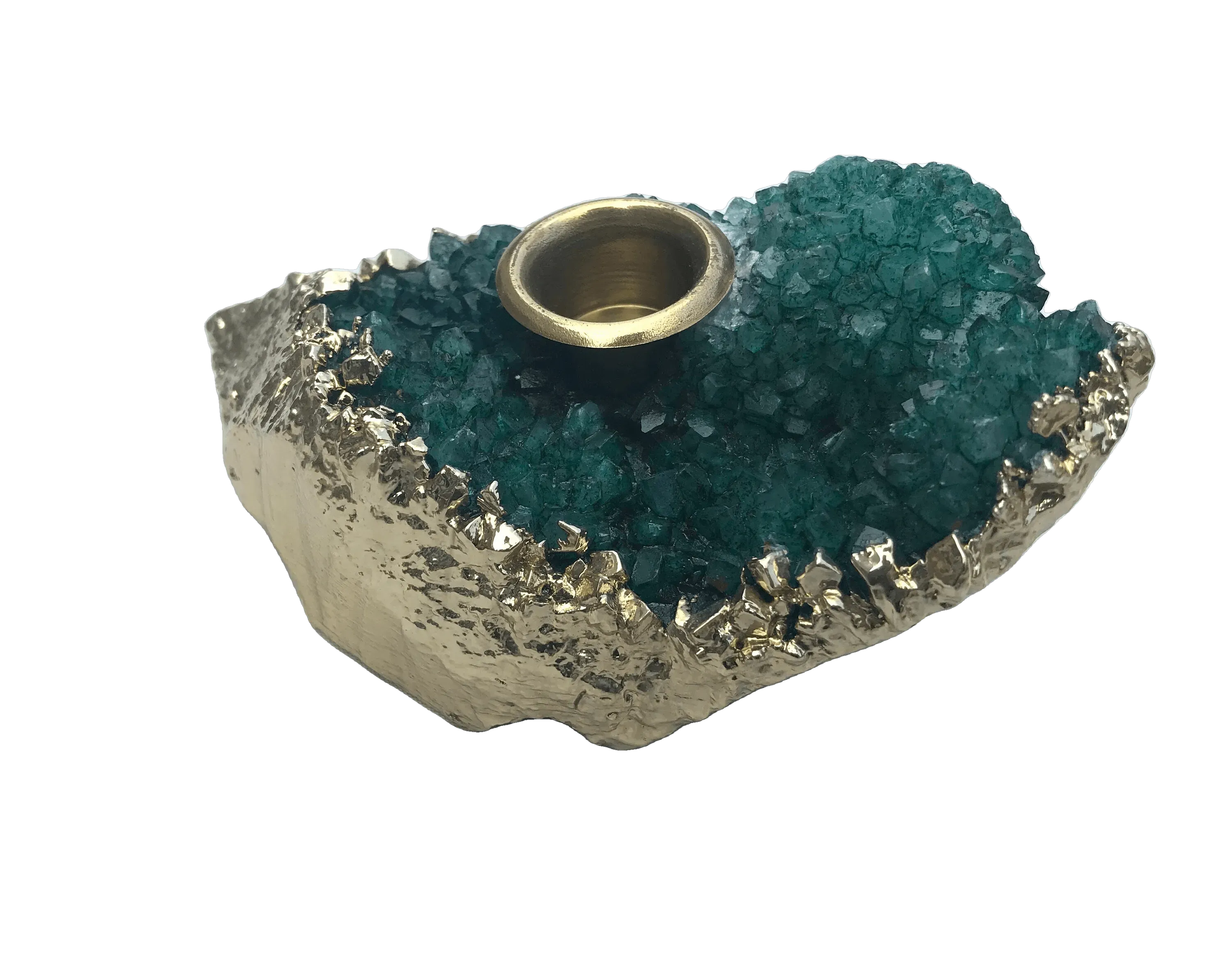 Green Agate Gemstone Taper Candle Holder