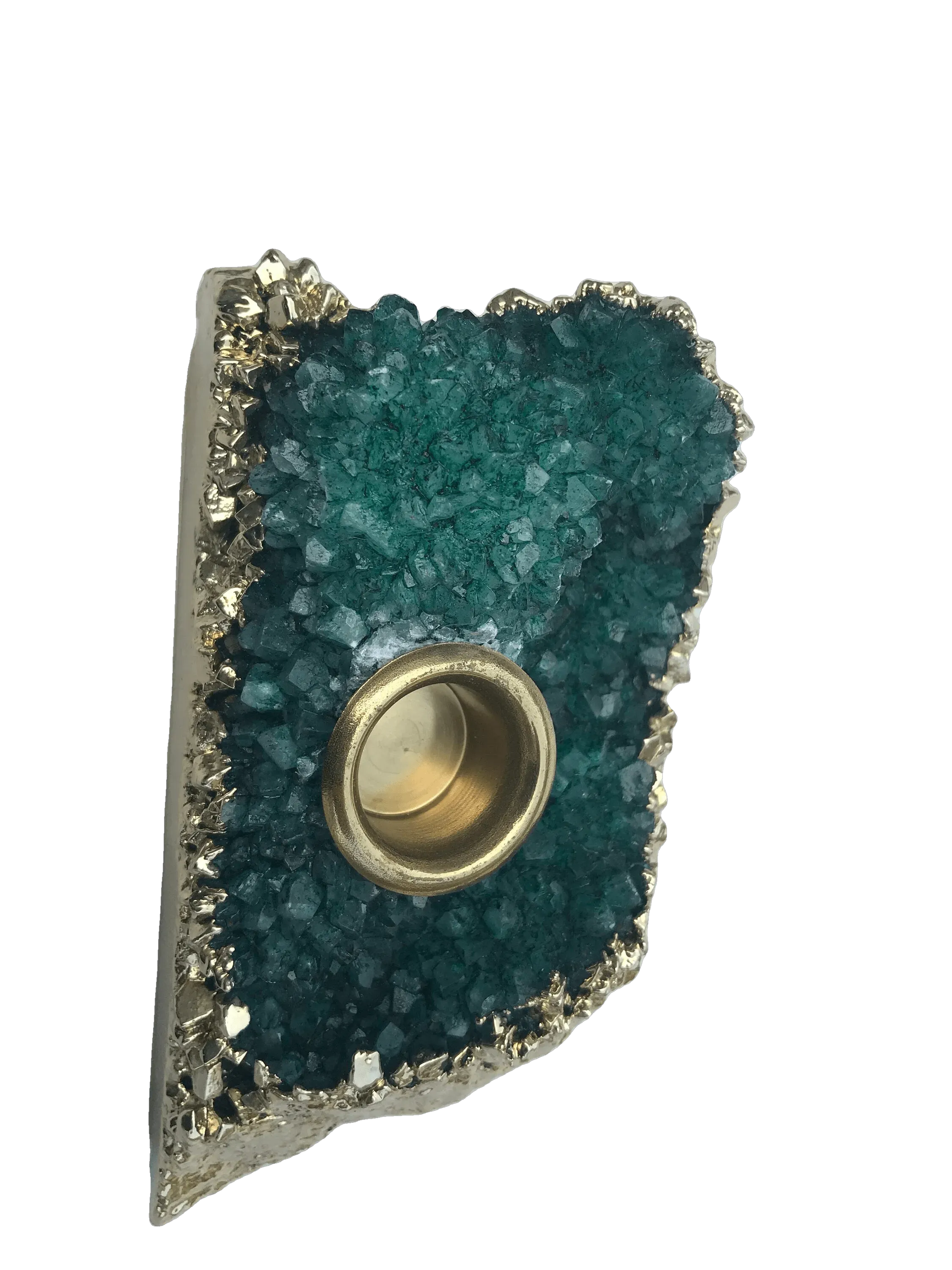 Green Agate Gemstone Taper Candle Holder