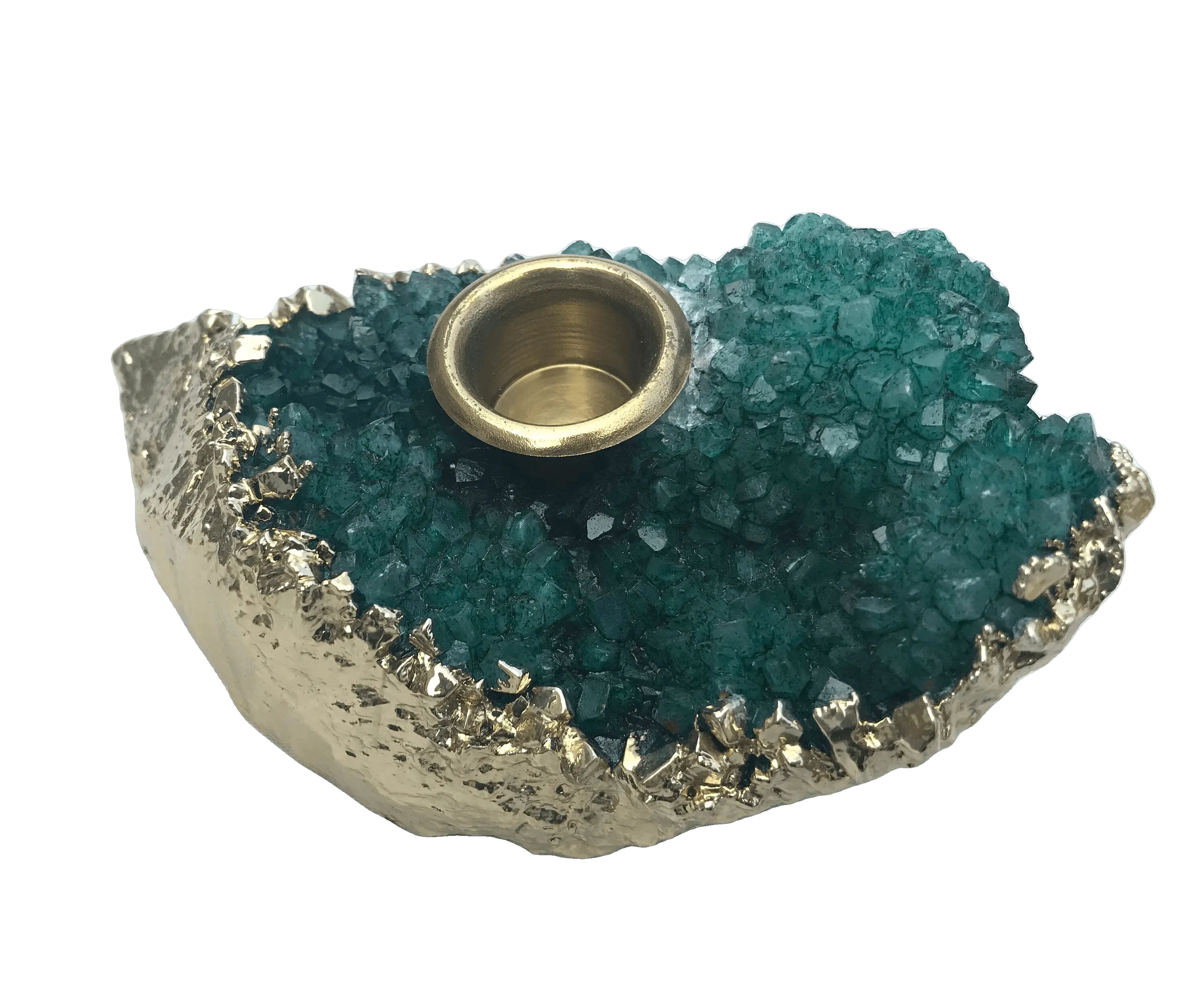 Green Agate Gemstone Taper Candle Holder