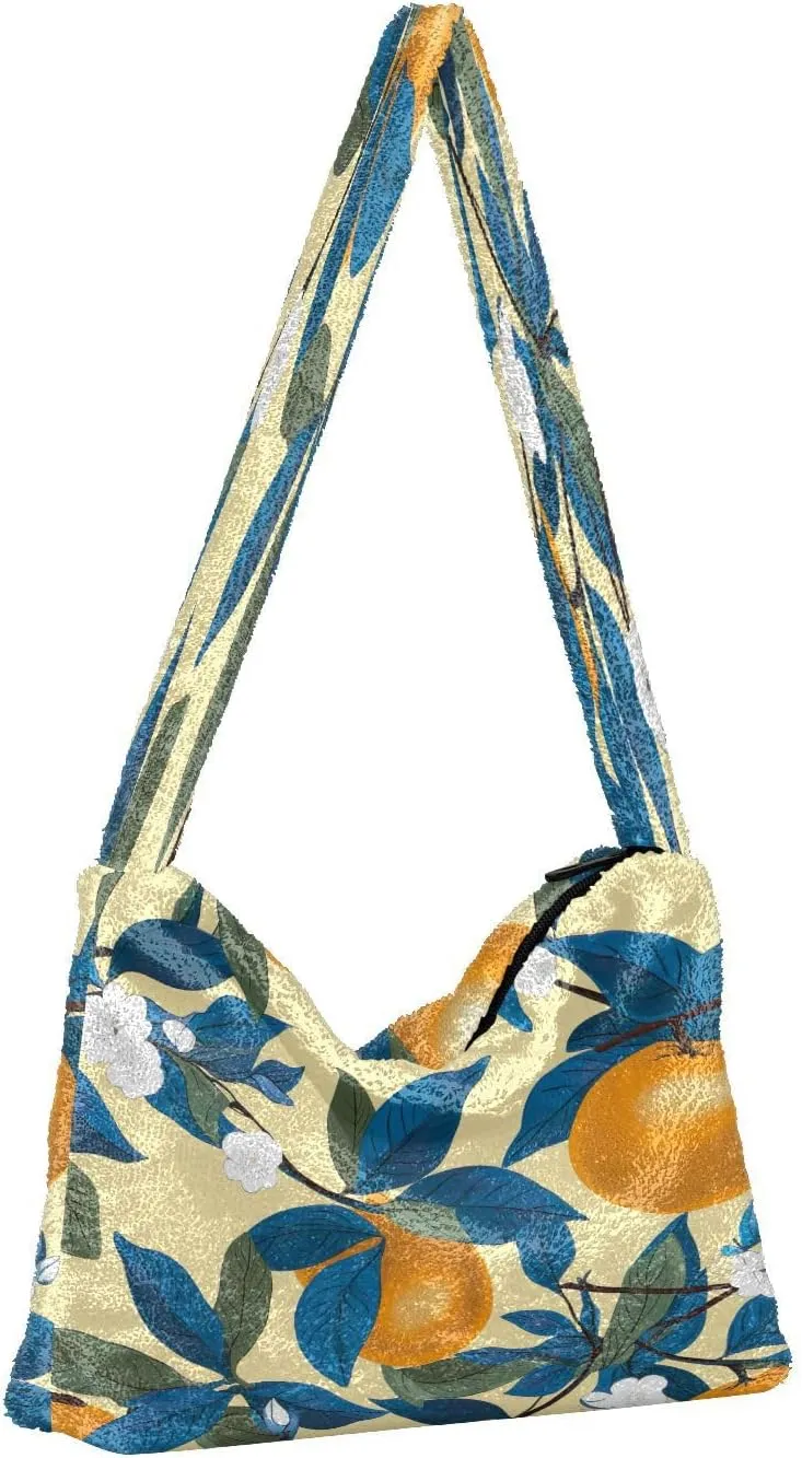 Green Leaves Modern Woman Shoulder Bag, Shoulder Tote Bag, Autumn Handbags