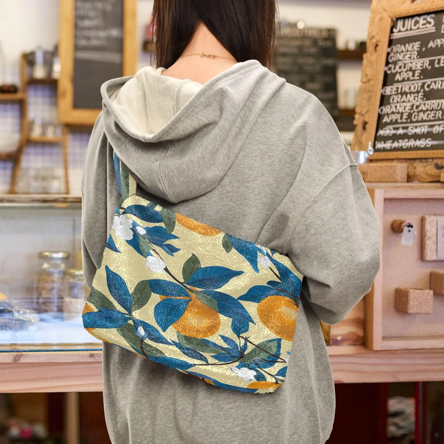 Green Leaves Modern Woman Shoulder Bag, Shoulder Tote Bag, Autumn Handbags