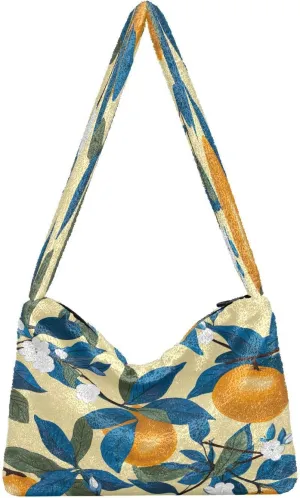 Green Leaves Modern Woman Shoulder Bag, Shoulder Tote Bag, Autumn Handbags
