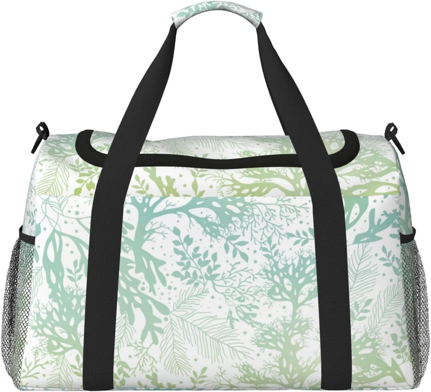 Green Sea Blue Seaweed Print Travel Companion Duffle Bag Weekender Bag Sport Gym Bag for Women Men
