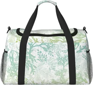 Green Sea Blue Seaweed Print Travel Companion Duffle Bag Weekender Bag Sport Gym Bag for Women Men