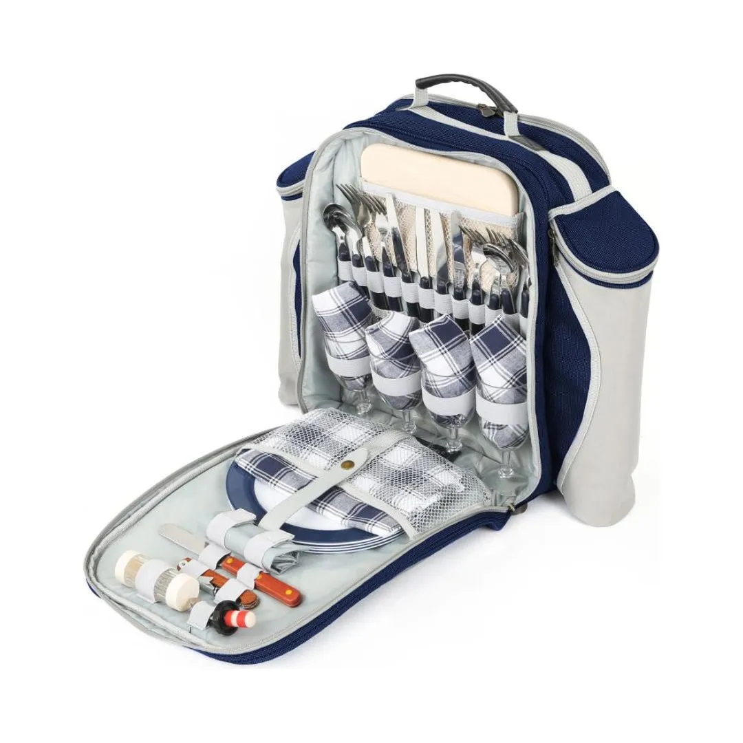 Greenfield Collection Midnight Blue Deluxe Picnic Hamper Backpack (4 person)