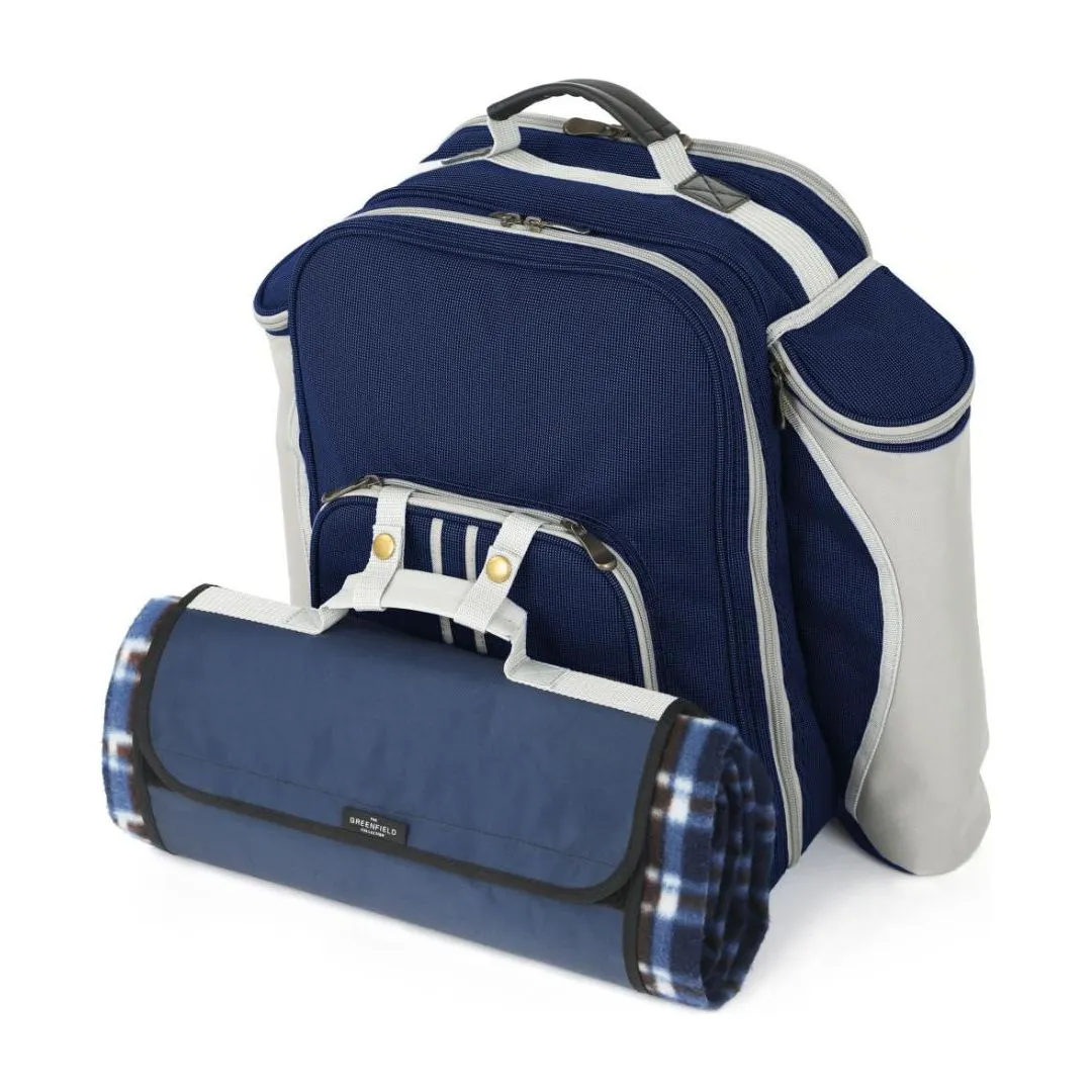 Greenfield Collection Midnight Blue Deluxe Picnic Hamper Backpack (4 person)