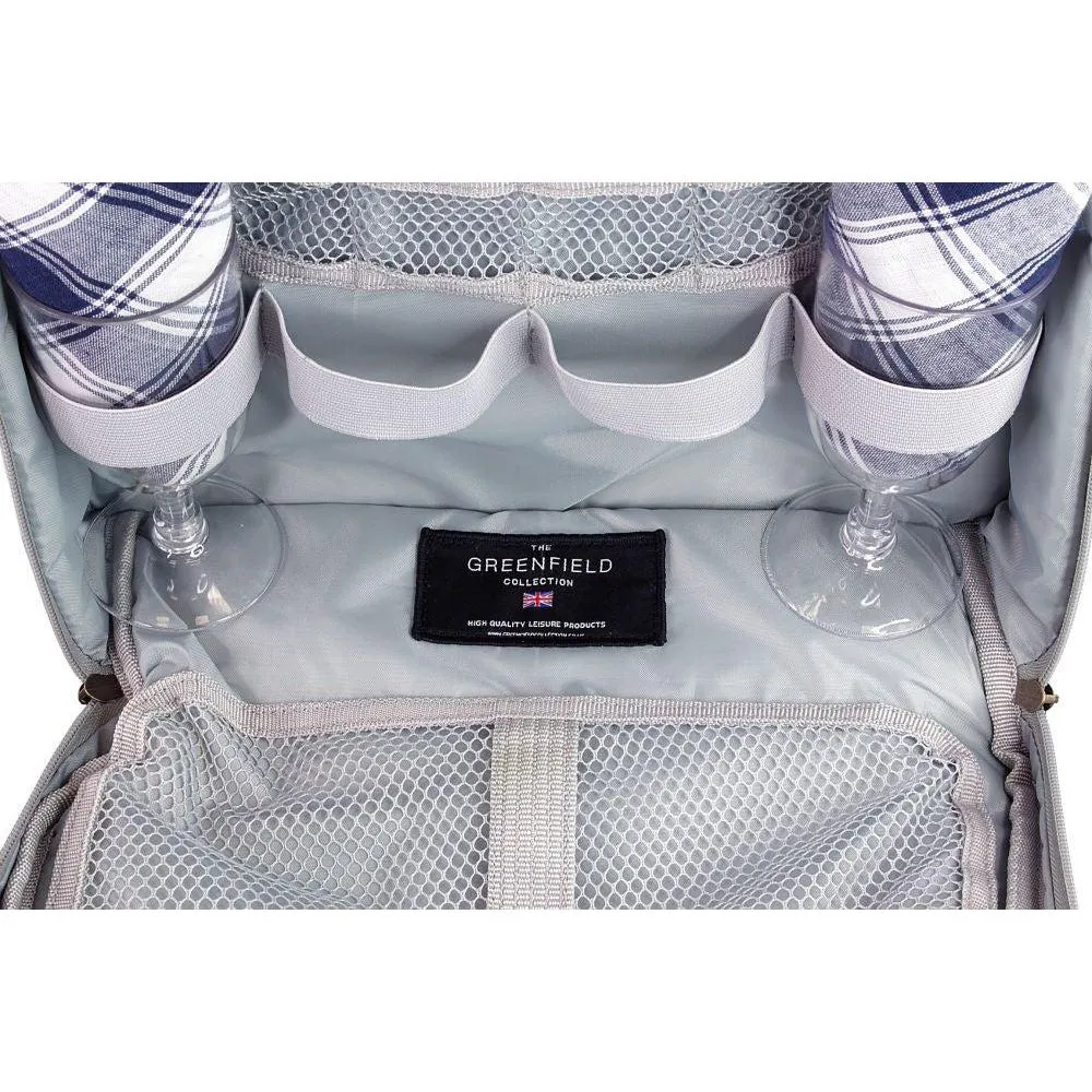 Greenfield Collection Midnight Blue Deluxe Picnic Hamper Backpack (4 person)