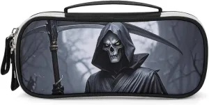 Grim Reaper Leather Makeup Bag Portable Small Cosmetic Organizer Waterproof Toiletry Bags Brushes Pencils And Travel Make Up Accessories