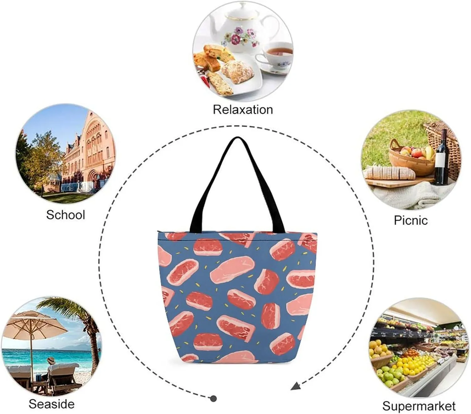 Grocery Bag Reusable Tote Bag Foldable Modern Dragonfly Shopping Bag Handbag Washable Shoulder Bag for Travel