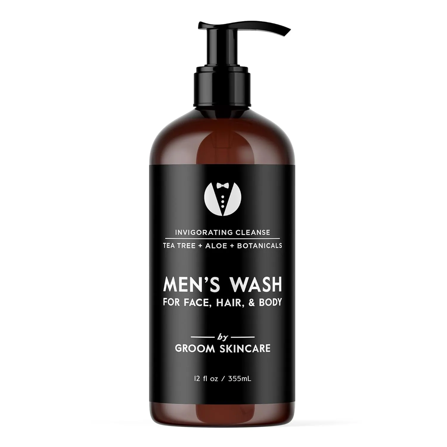 GROOM 3-in-1 Hair, Face & Body Wash for Men | Organic Aloe & Essential Oils | Gentle, Plant-Based Cleanser for Shower, Shave & Skin | Fresh Scent | 12 oz