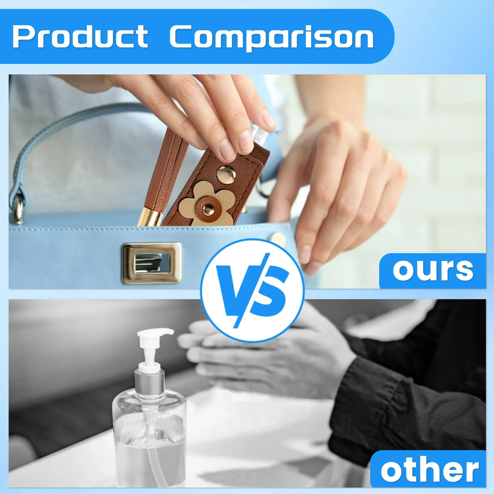 GTILE 4Pcs Hand Sanitizer Keychain, 30ml Refillable Portable Hand Sanitizer for Toiletry Lotion Liquid Soap Shampoo (Brown, Black, White, Navy Blue)