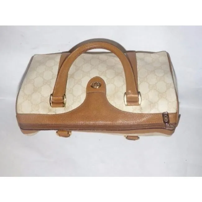 Gucci Endless variety Doctor S Ivory Logo Large Camel Coated Vintage Leather Satchel And G Canvas Privacy-protected